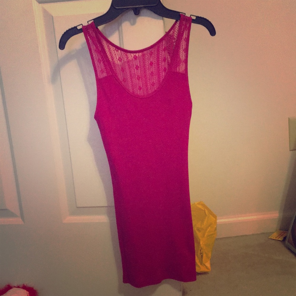 Hot pink, lace tank top